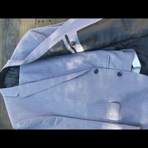 Men’s grey and dark grey pinstripe suit